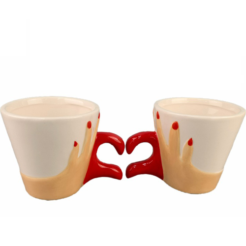 Heart Handle Couple Mug Set